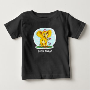 T-shirt Pour Bébé Bonjour Bébé ! – T-Shirt Bébé Éléphant Mignon (Noi
