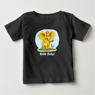 T-shirt Pour Bébé Bonjour Bébé ! – T-Shirt Bébé Éléphant Mignon (Noi