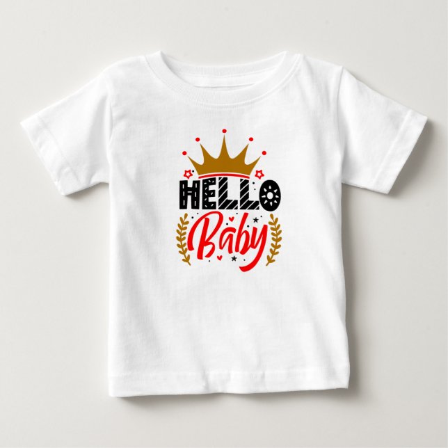 T-shirt Pour Bébé Bonjour bébé T-shirt Design d'impression (Devant)