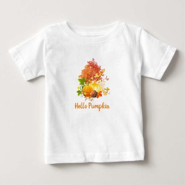 T-shirt Pour Bébé Bonjour Citrouille Automne saison Toddler / (Devant)