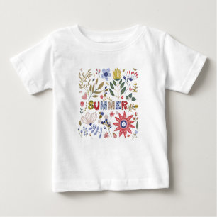 T-shirt Pour Bébé Bonjour École, Bonjour Été Et Fleurs