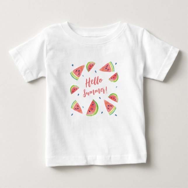 T-shirt Pour Bébé Bonjour été (Devant)