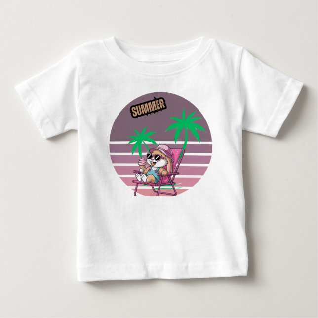 T-shirt Pour Bébé Bonjour été (Devant)