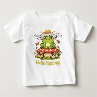 T-shirt Pour Bébé Bonjour Grenouille du Printemps – Esthétique Champ