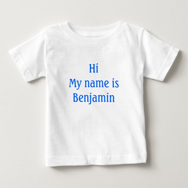 T-shirt Pour Bébé Bonjour, Je m'appelle Benjamin (Devant)