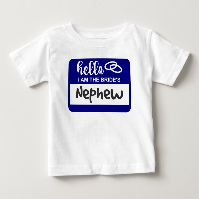 T-shirt Pour Bébé Bonjour, je suis le Badge de Nom de Mariage du Nev (Devant)