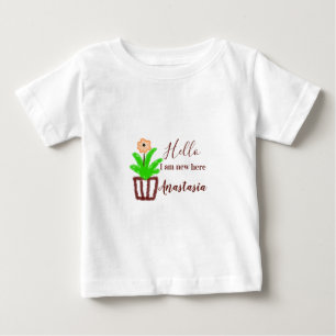 T-shirt Pour Bébé Bonjour Je suis nouveau ici baby shower enfants fe