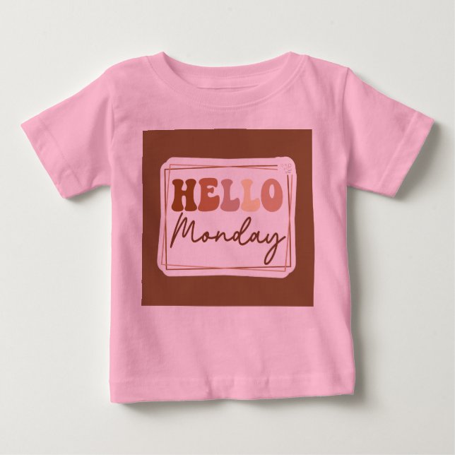 T-shirt Pour Bébé bonjour lundiToddler rose (Devant)