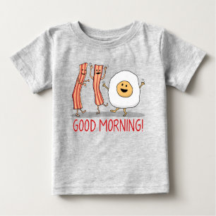 T-shirt Pour Bébé Bonjour mignon et drôle lard et oeufs