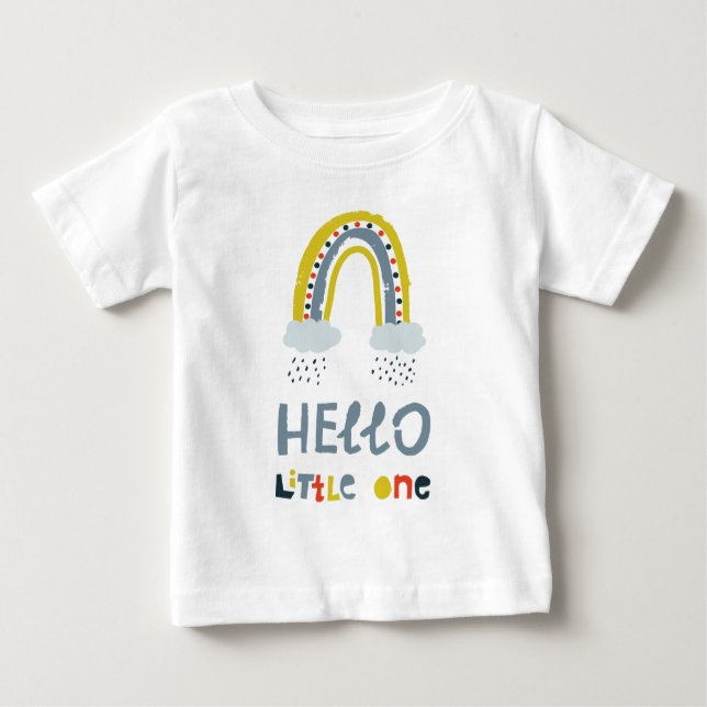 T-shirt Pour Bébé Bonjour Mon Petit Un Arc En Arc En Arc (Devant)