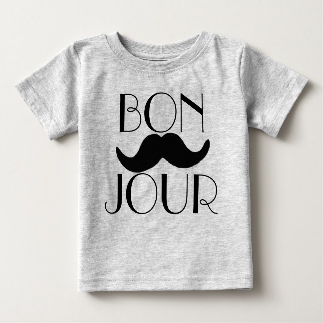 T-shirt Pour Bébé BONJOUR Moustache (Devant)