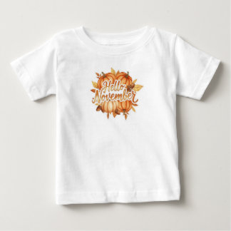 T-shirt Pour Bébé Bonjour novembre - Conception automnale cosy