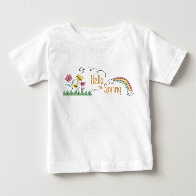 T-shirt Pour Bébé Bonjour Printemps (Devant)