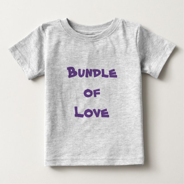 T-shirt Pour Bébé BONNE AMOUR - Simple Mignonne Gris / Violet (Devant)
