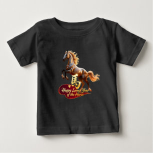 T-shirt Pour Bébé Bonne année lunaire Cheval Doré Majestueux