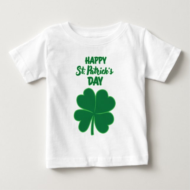 T-shirt Pour Bébé Bonne feuille de trèfle St. Patrick's Day (Devant)