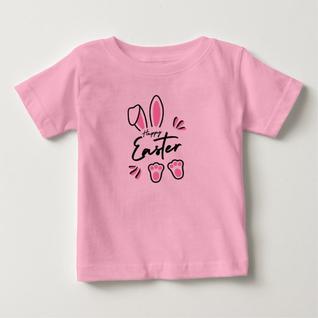 T-shirt Pour Bébé Bonne Pâques (rose) (Devant)