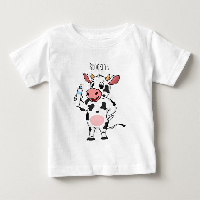 T-shirt Pour Bébé Bonne vache avec dessin animé de biberon (Devant)