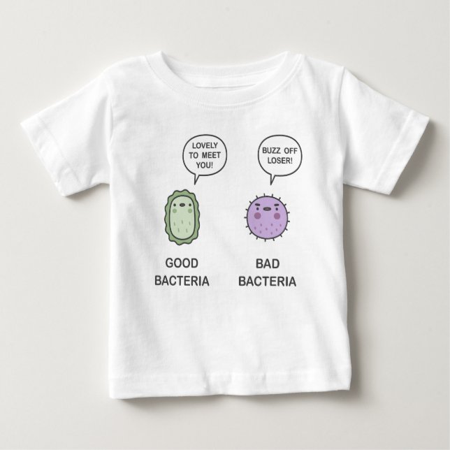 T-shirt Pour Bébé Bonnes Bactéries, Bactéries Mauvaises (Devant)
