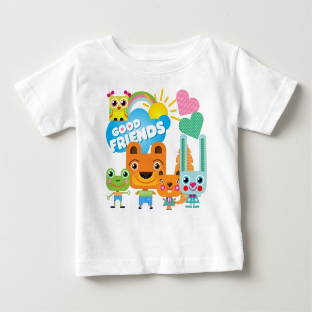 T-shirt Pour Bébé Bons amis d'animaux (Devant)