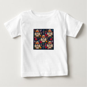 T-shirt Pour Bébé Boo22 Artiste Caniche Boho Floral – Caniche Coloré