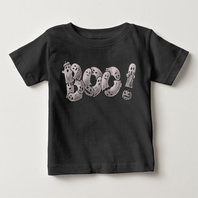 T-shirt Pour Bébé Boo Drôles Fantômes Mignon Garçon Fille Halloween  (Devant)
