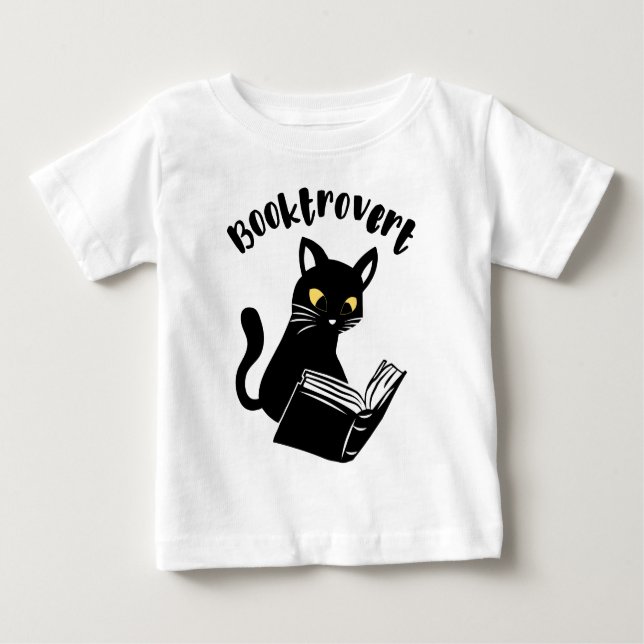 T-shirt Pour Bébé Booktrovert chat avec livre (Devant)