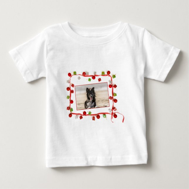 T-shirt Pour Bébé Bordure Collie Noël (Devant)
