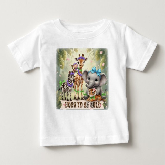 T-shirt Pour Bébé Born to Be Wild - Jungle  babies - (Devant)