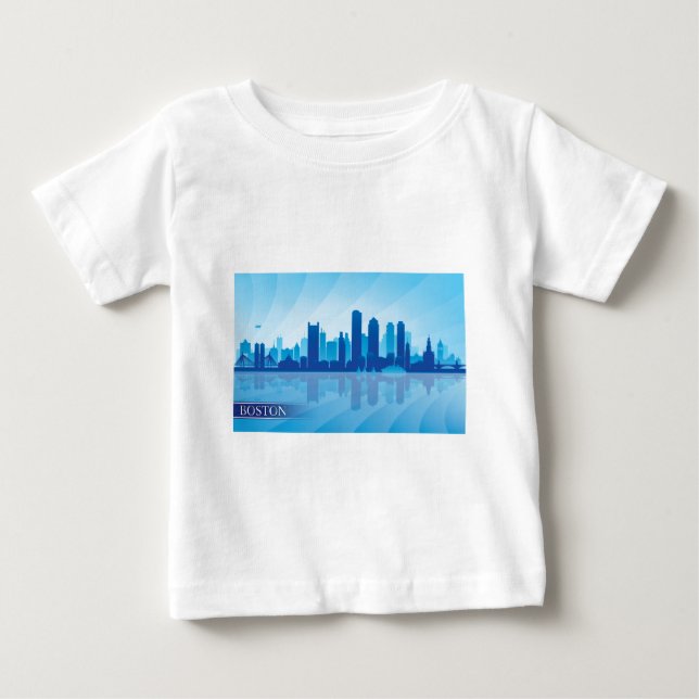 T-shirt Pour Bébé Boston Skyline (Devant)