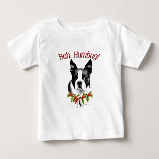 T-shirt Pour Bébé Boston Terrier Bah Humbug (Devant)