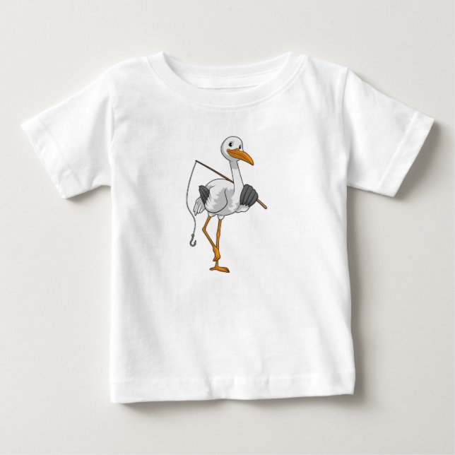 T-shirt Pour Bébé Bouche en Fisher avec canne à pêche (Devant)
