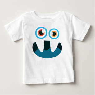 T-shirt Pour Bébé Bouche ouverte de visage bleu mignon drôle de
