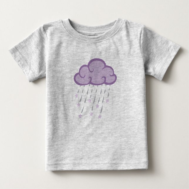 T-shirt Pour Bébé Boucles Violettes Nuage De Pluie Avec Étoiles Tomb (Devant)