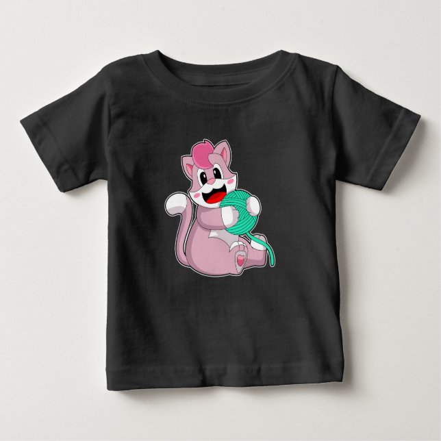 T-shirt Pour Bébé Boule de chat de fil (Devant)