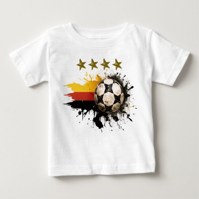 T-shirt Pour Bébé Boule de football avec drapeau allemand et quatre  (Devant)