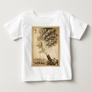 T-shirt Pour Bébé Boule humaine de Canon d'affiche vintage de cirque