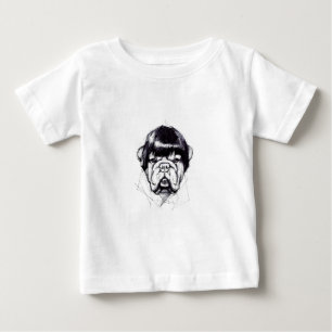 T-shirt Pour Bébé Bouledogue avec une perruque (Style 3) Beaux-Arts