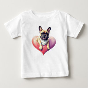 T-shirt Pour Bébé Bouledogue français coeur fête des mères