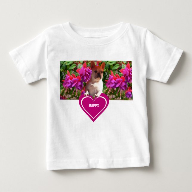 T-shirt Pour Bébé Bouledogue français coeur Mère Bouledogue Français (Devant)