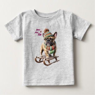T-shirt Pour Bébé Bouledogue français faisant une descente en traîne