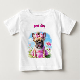 T-shirt Pour Bébé Bouledogue français Fleurs Bouledogue Français