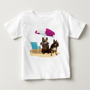T-shirt Pour Bébé Bouledogue français mer vacances de French Bulldog