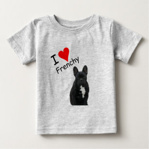 T-shirt Pour Bébé Bouledogue français noir French Bulldog