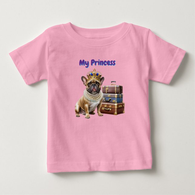 T-shirt Pour Bébé Bouledogue français Princess French Bulldog (Devant)