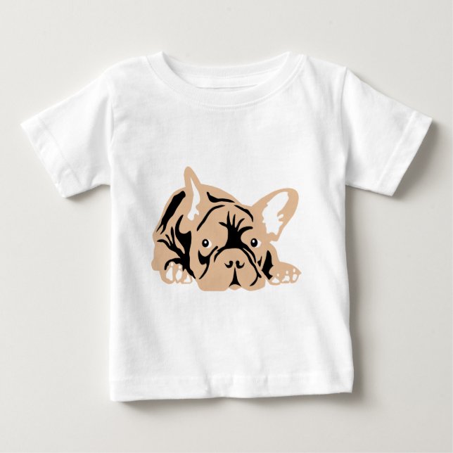 T-shirt Pour Bébé Bouledogue Français rose (Devant)