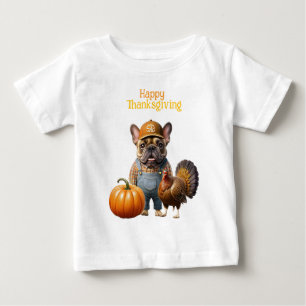 T-shirt Pour Bébé Bouledogue français Thanksgiving French Bulldog