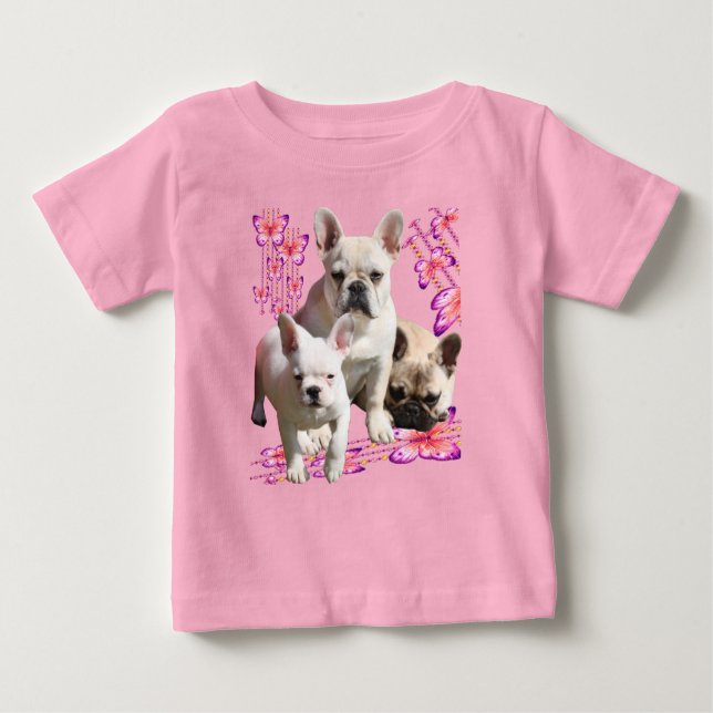 T-shirt Pour Bébé Bouledogues français Jour de papillon (Devant)