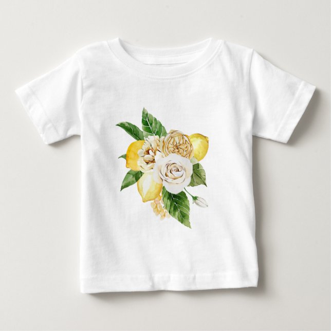 T-shirt Pour Bébé Bouquet de citrons et de rose (Devant)