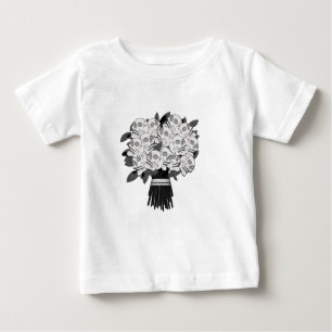T-shirt Pour Bébé Bouquet de crâne Rose noir & blanc gothique